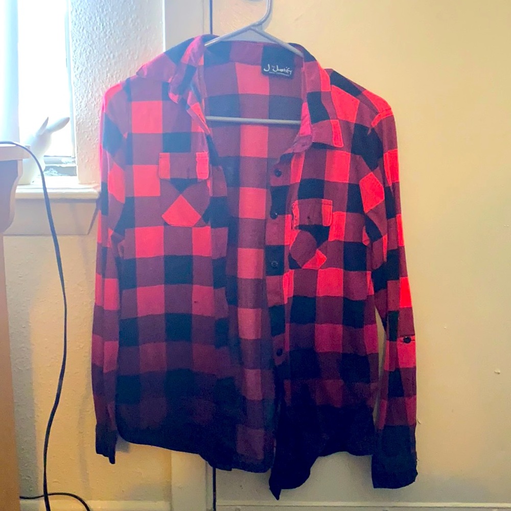 Medium, Hot pink/Black ombré, Kids flannel